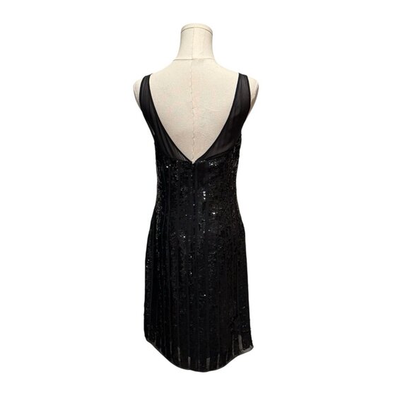Aidan Mattox Black Sequin Silk Mini Dress Cocktail Party Dress Womens size 4 - Picture 5 of 12